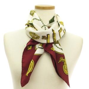 LES CLES THE KEYS RARE カレ90 スカーフ 大判 シルク 鍵柄 ワインレッド 小物 SM1 AA