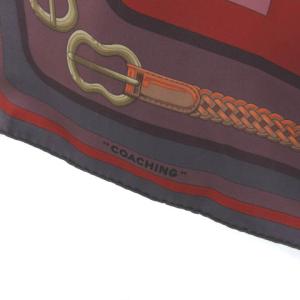 HERMES カレ70 スカーフ シルク100％ COACHING ベルト柄 パープル オレンジ
