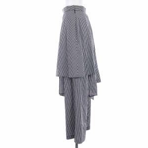 ENFOLD 20AW ワイドパンツ ロング フェイクレイヤード ギンガムチェック 36 S 黒 ブラック