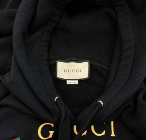 GUCCI 623244 BOUTIQUE プルオーバーパーカー ロゴ シェリーライン S ブラック