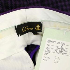 Drawer Glen check tapered pants カシミヤ混 38 パープル ブラック