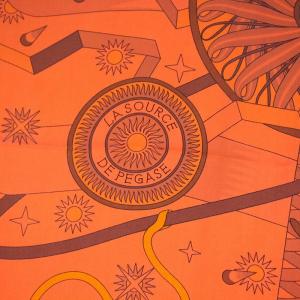 HERMES カレ90 SURTEINT CORAIL ウォッシュ スカーフ シルク オレンジ