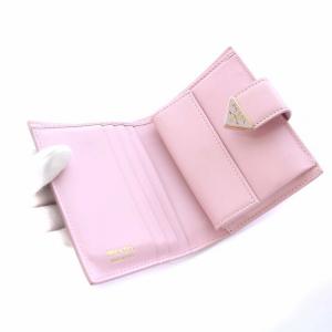 PRADA SAFFIANO TAB ALBASTRO 二つ折り財布 ロゴプレート レザー ピンク