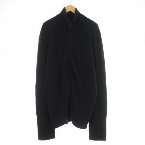 カーディガン ニット ハイネック オーバーサイズ エルボーパッチ カシミヤ混 54 XXL ネイビー