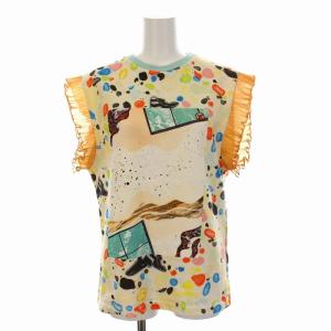 19SS カットソー ノースリーブ フリル 総柄 プリント S マルチカラー FGTS430TL