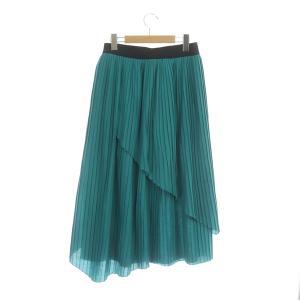 ADORE 22SS キュプラモダールコアローンプリーツレイヤードスカート ロング 36 緑 グリーン