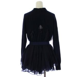 sacai キャミソールレイヤー カーディガン フレア シアー 花柄 リボン 18-03824 長袖 2 S-M 紺 ネイビー マルチカラー