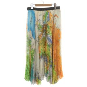 sacai 20-04991 プリーツスカート ワールドマップ柄 スリット M マルチカラー
