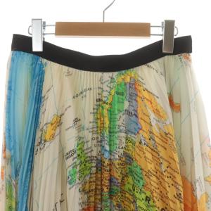sacai 20-04991 プリーツスカート ワールドマップ柄 スリット M マルチカラー