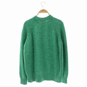 Drawer カシミヤ クルーネックミックスニット セーター プルオーバー 長袖 グリーン ホワイト