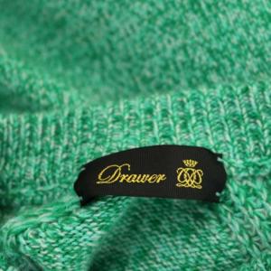 Drawer カシミヤ クルーネックミックスニット セーター プルオーバー 長袖 グリーン ホワイト