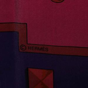 HERMES スカーフ カレ140 大判 les cles 鍵柄 DIP DYE シルク レッド パープル