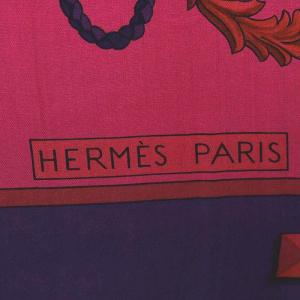 HERMES スカーフ カレ140 大判 les cles 鍵柄 DIP DYE シルク レッド パープル