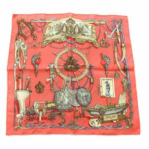 BATEAU A VAPEUR DE JOUFFROY DABBANS 1784 蒸気船 カレ45 スカーフ シルク 総柄