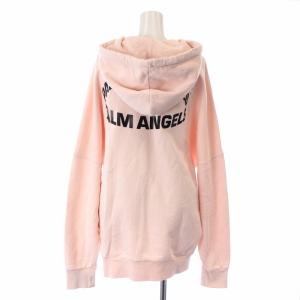 PALM ANGELS パーカー プルオーバー 長袖 ロゴプリント M ピンク 黒 ブラック