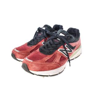New Balance USA製 スニーカー ローカット レースアップ UK8 赤