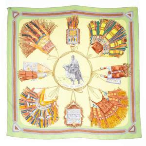 スカーフ 砂漠の革飾り guirs du desert シルクカレ90 黄色 イエロー 黄緑 グリーン