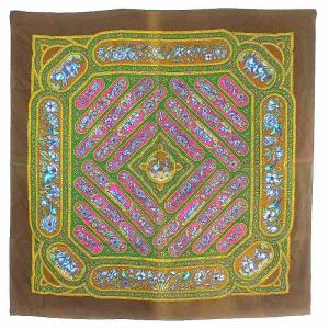 スカーフ カレ90 QALAMDAN カラムダン 茶色 ブラウン