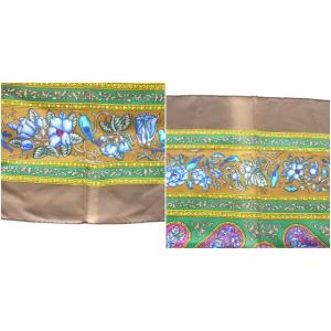 HERMES スカーフ カレ90 QALAMDAN カラムダン 茶色 ブラウン