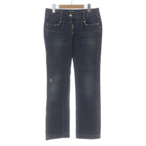 デニムパンツ ジーンズ ローライズ ジップフライ ダメージ加工 USED加工 40 M インディゴ