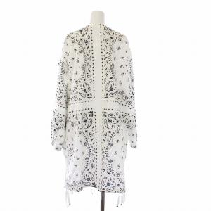 MONCLER 22SS DRESS ノーカラーコート ペイズリー柄 42 XL 白