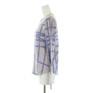 HERMES マルジェラ期 ボルデュック Tシャツ ロンT カットソー 長袖 ロゴ リボン 総柄 スタータグ L ピンクベージュ