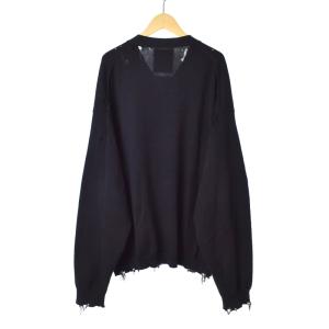 MIHARA YASUHIRO J10CD501 デストロイ カーディガン ダメージ加工 46 ブラック