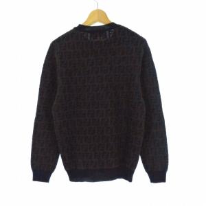FENDI GIROCOLLO FF DETAIL KNIT 46 ブラウン ブラック FZX034
