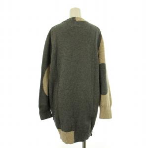 MM6 Maison Margiela 20AW ロングニット セーター 長袖 エルボーパッチ ウール混 XS グレー 茶 ブラウン