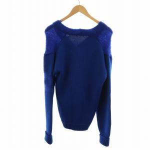 Martin Margiela 10 18AW モヘア 再構築 ニット カーディガン ウール 切替 厚手 S 青 ブルー S30GP0255 GY19