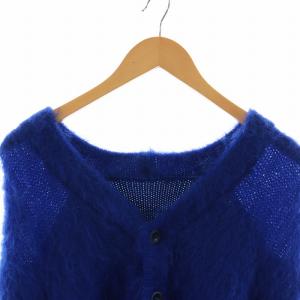 Martin Margiela 10 18AW モヘア 再構築 ニット カーディガン ウール 切替 厚手 S 青 ブルー S30GP0255 GY19