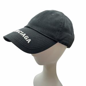 BALENCIAGA バイザー 531588 ロゴ 刺繍 ベースボールキャップ 野球帽 帽子 黒 ブラック