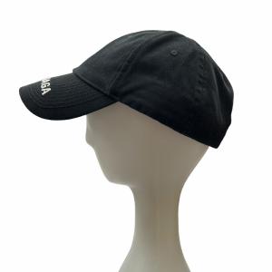 BALENCIAGA バイザー 531588 ロゴ 刺繍 ベースボールキャップ 野球帽 帽子 黒 ブラック