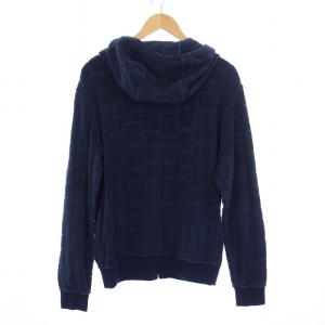 HERMES 19年製 クロコダイル型押し ジップアップパーカー S ネイビー