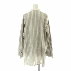 ADORE 22SS クレリックシャツ ブラウス 長袖 スタンドカラー マルチストライプ 38 M グレー 白 ホワイト 531-2110103