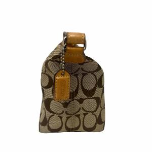 COACH シグネチャー柄 ミニ ハンドバッグ キャンバス レザー 茶 ブラウン