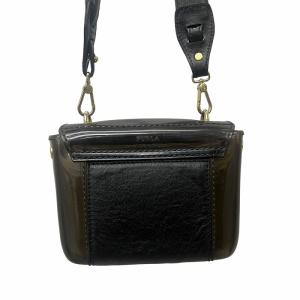 【美品】FURLA かごバッグ ベージュ×ブラック 黒 スタッズ トート 本革 PVC ショルダーバッグ ビニール スタッズ 黒 ブラック ゴールド