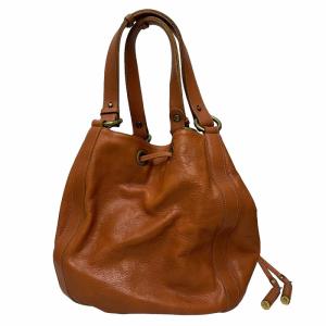 IL BISONTE ドロスト レザー 花モチーフ チャーム トートバッグ ハンドバッグ 茶 ブラウン