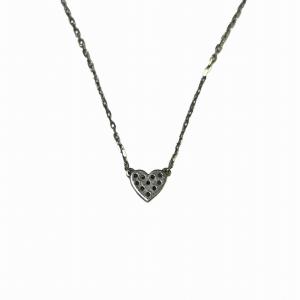 AHKAH K18WG ハートパヴェ ハートモチーフ ネックレス ペンダント ホワイト ゴールド