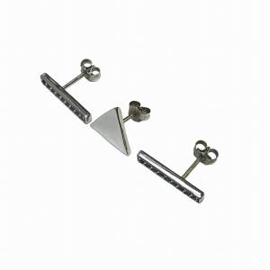 IOSSELLIANI SV925 ピアス 3個セット 三角形 長方形 ラインストーン スタッドピアス シルバー