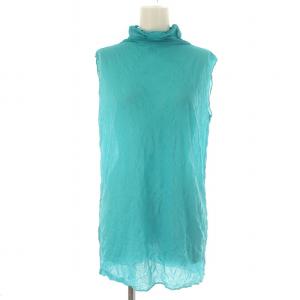 カットソー ノースリーブ タートルネック M 青 ブルー