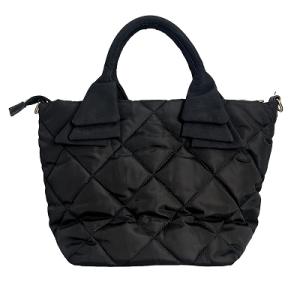 M'S GRACY 23SS ナイロン キルティング リボン トートバッグ ハンドバッグ 黒 ブラック