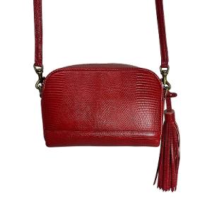 TOFF&LOADSTONE クロコダイル型押し レザー ショルダーバッグ チャーム付き 赤 レッド