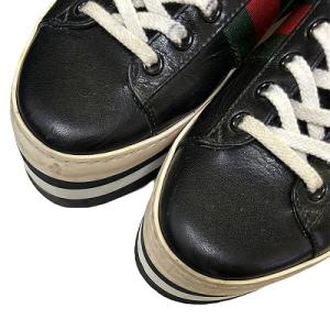 GUCCI レザー スニーカー シェリーライン 厚底 靴 シューズ 476783 ブラック 36 23.0cm