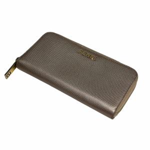 ロゴ プレート付き 長財布 ピンク ベージュ ゴールドカラー（2024/07 