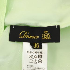Drawer サテンフロントタックノースリーブブラウス シルク混 36 緑 グリーン