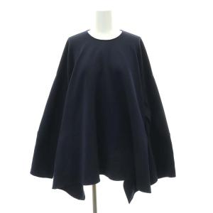 CENTER DRAPE PULLOVER トップス カットソー チュニック丈 長袖 ワイド 38 紺 ネイビー