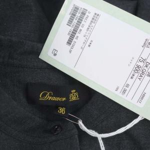 Drawer 23AW フランネルスタンドカラーワンピース コットン ロング 半袖 36 ダークグレー