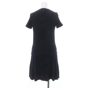 CHANEL ウール ココマークボタン ワンピース ダークネイビー