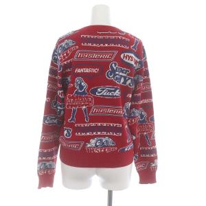 HYSTERIC GLAMOUR 23AW FANTASTIC BOX柄ジャカードショート丈ニット セーター 長袖 F 赤 レッド マルチカラー